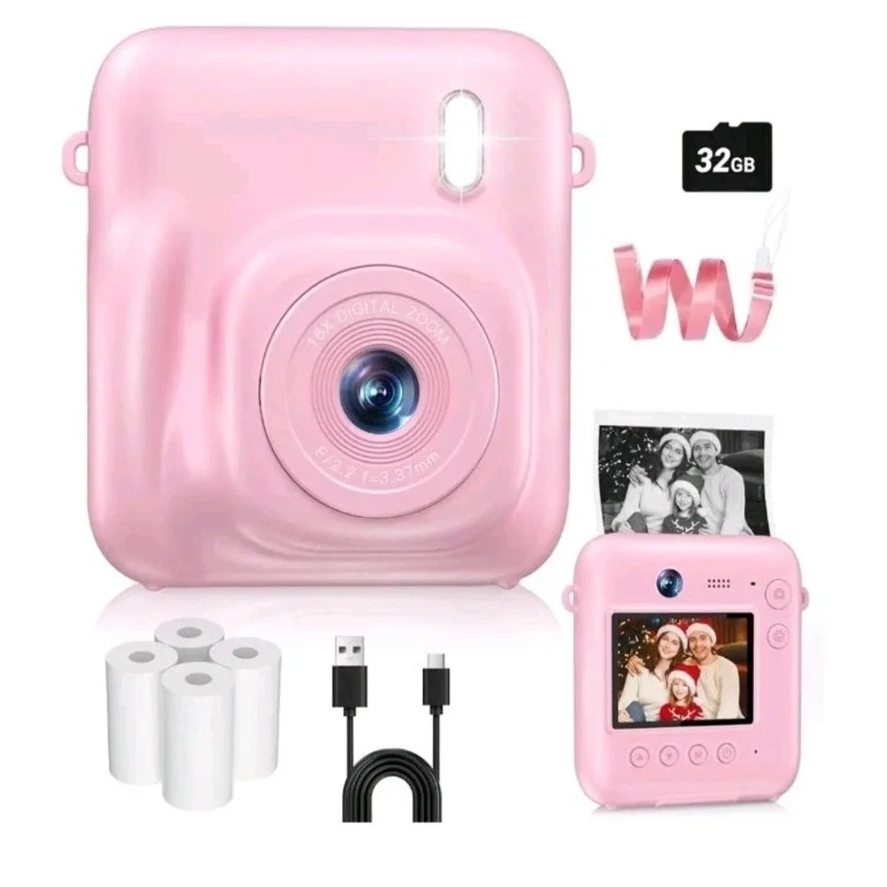 Instant Print Digital Camera Pink DC506 for Kids